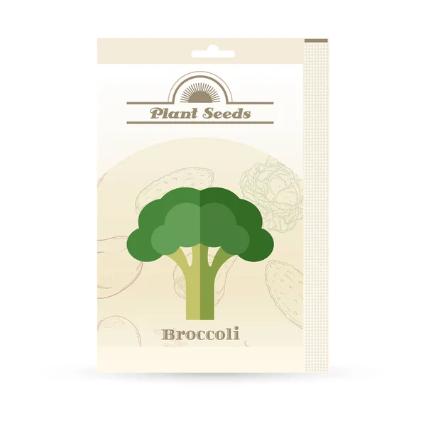 Confezione di icona di semi di broccoli — Vettoriale Stock