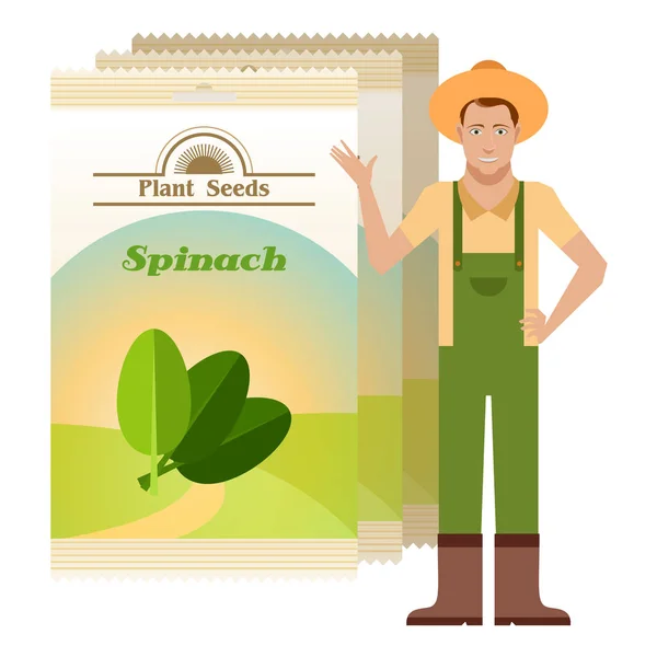 Pacote de sementes de espinafre ícone —  Vetores de Stock