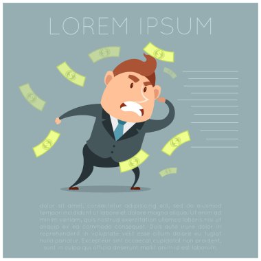 Adam ve bir rüzgar para ile iş kavramı