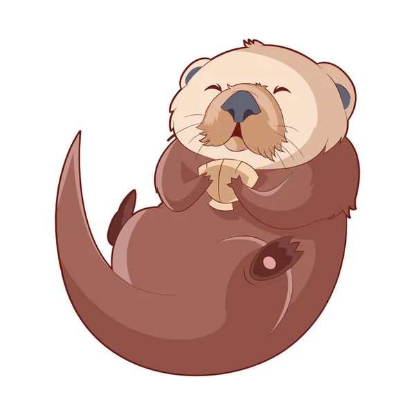 Otter sonriente de dibujos animados — Archivo Imágenes Vectoriales