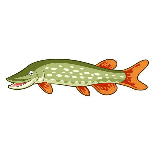 Cartoon happy Pike — Stock Illustration Cartoon happy Pike Royalty Free Stock Vectors