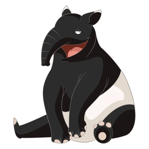 Cartone animato sorridente Tapir — Vettoriale Stock