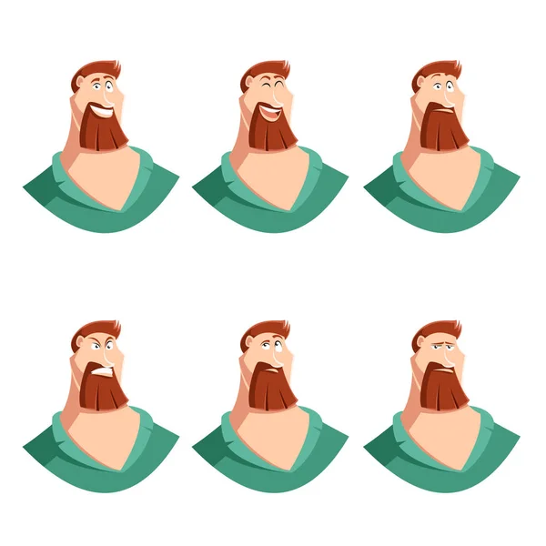 Set of beard man face icons — Stock Vector