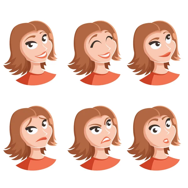 Conjunto de ícones de rosto de mulher — Vetor de Stock