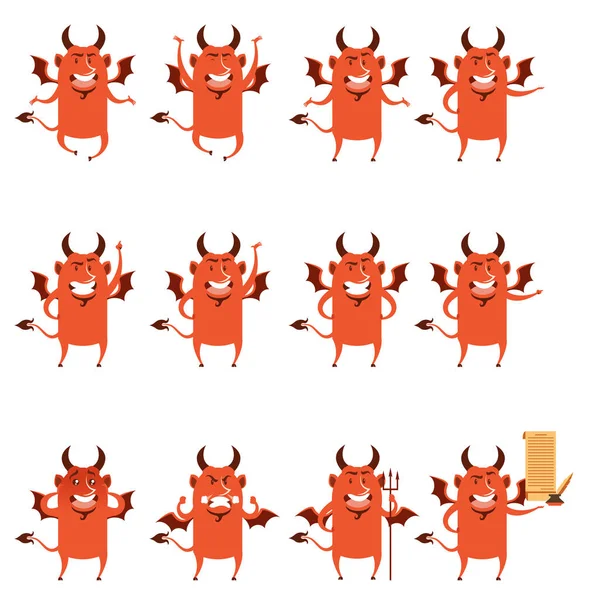 Ensemble d'icônes plates diable — Image vectorielle