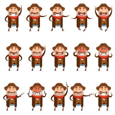 Düz kovboy simgeler kümesi