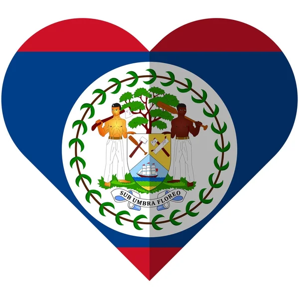 Vlajka ve tvaru srdce Belize — Stockový vektor