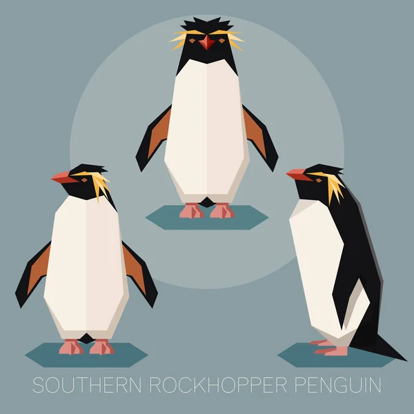 Platt södra rockhopper penguin — Stock vektor