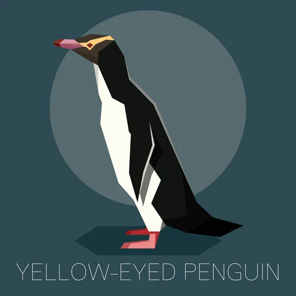 Pingüino de ojos amarillos plano — Vector de stock