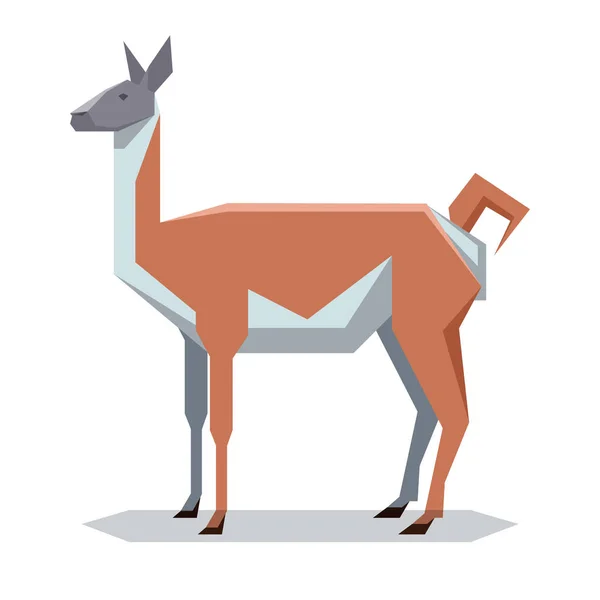 Flat polygonal Guanaco — Stock Vector