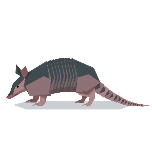 Flat polygonal Nine-banded armadillo — Stock Vector