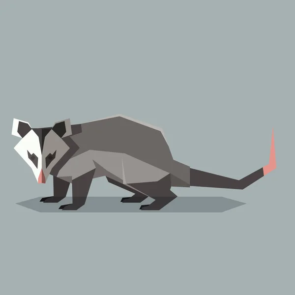 Platt polygonal Opossum — Stock vektor