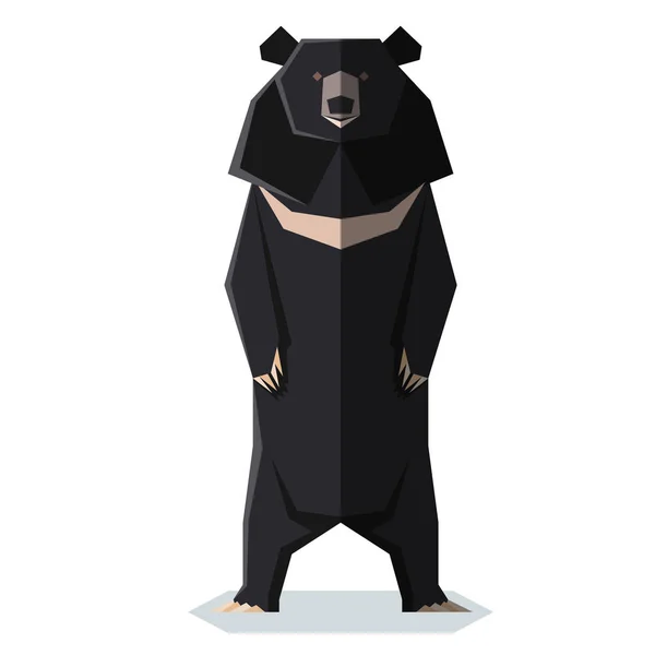 Plana poligonal asiático preto urso — Vetor de Stock