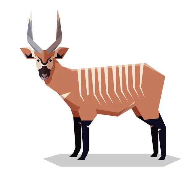 Düz geometrik Bongo antilop — Stok Vektör