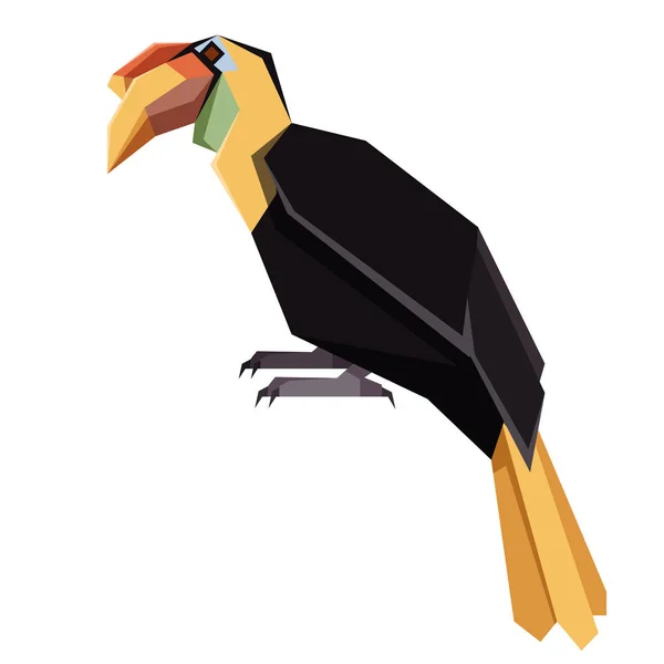 Hornbill clin d'oeil géométrique plat — Image vectorielle