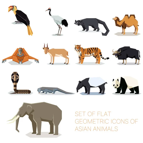 Set of flat geometric asian icons — Stock Vector