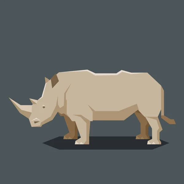 Rinoceronte geometrico piatto — Vettoriale Stock