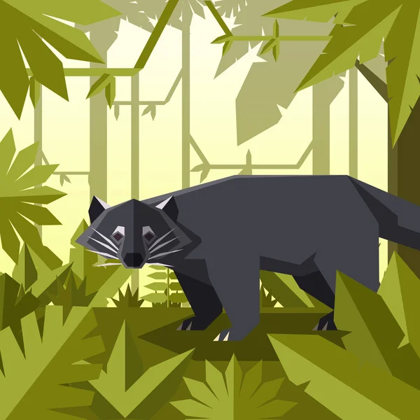 Plano de fundo da selva geométrica com Binturong — Vetor de Stock