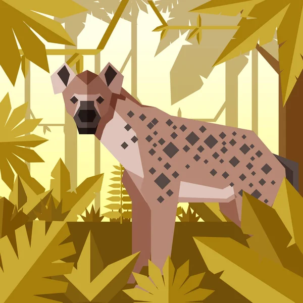 Επίπεδες γεωμετρικές ζούγκλα παρασκήνιο με ύαινα — Διανυσματικό Αρχείο