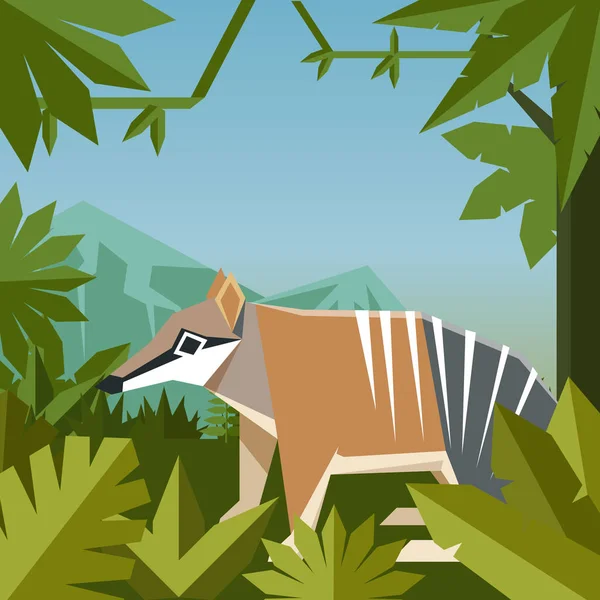 Flat geometric jungle background with Numbat Vector Graphics