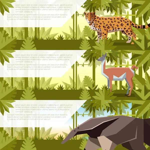 Banner mit südamerikanischen Tieren — Stockvektor