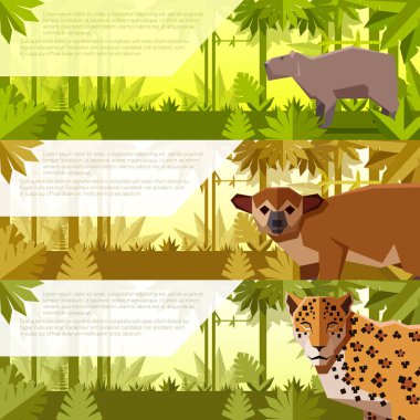 Set of banners with south america animals clipart