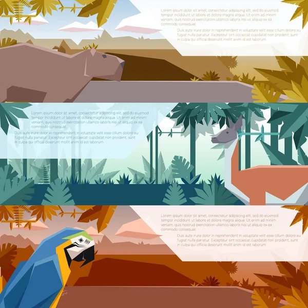 Ensemble de bannières avec animaux d'Amérique du Sud — Image vectorielle