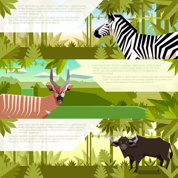 Flachbanner mit afrikanischen Tieren — Stockvektor
