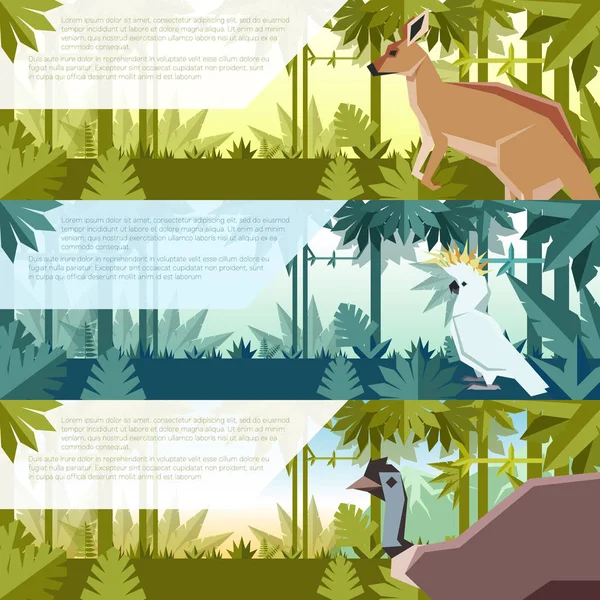 一套平面横幅与澳大利亚动物 — 图库矢量图片