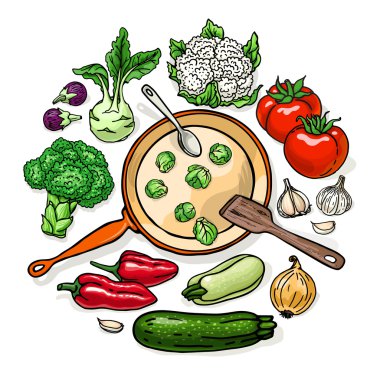 vegetarian food recipes round shape clipart