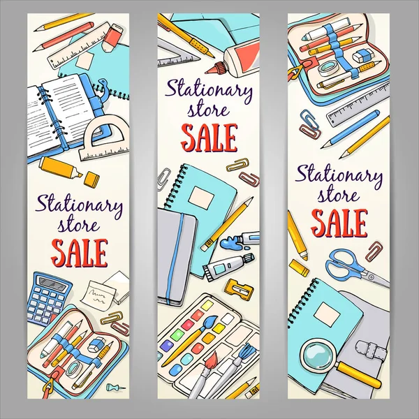 Terug naar school illustratie set sjablonen. Illustratie concepten met briefpapier voor grafisch ontwerp, webbanner en drukwerk. — Stockvector