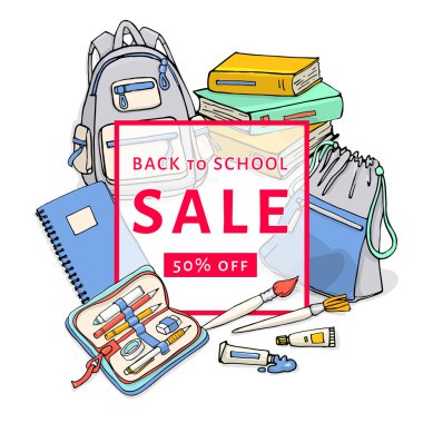 Geri okul satış banner şablon için