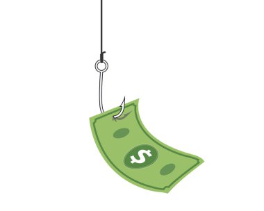 Banknot iş konseptinde oltaya takıldı