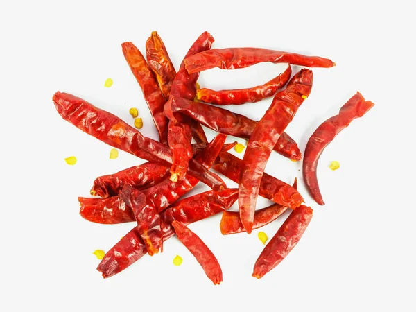 Pikantne Suche Chili Gotowania Białym Tle — Zdjęcie stockowe