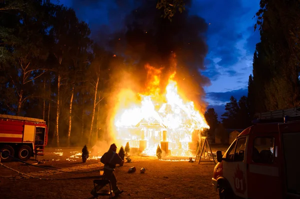Burning House Forest — Stock Photo, Image