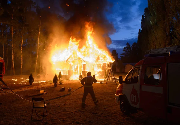 Burning House Forest — Stock Photo, Image