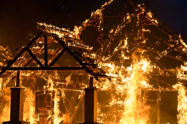 Burning House Forest — Stock Photo, Image
