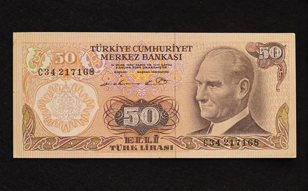 Fifty Turkish Lira Front Face Atatrk Photograph — 스톡 사진