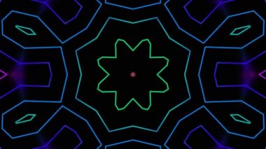 Fractal design kaleidoscope background movement with patterns Disco spectrum lights concert spotlight bulb Abstract multicolored motion graphic background Seamless rotating loop mandala art.I