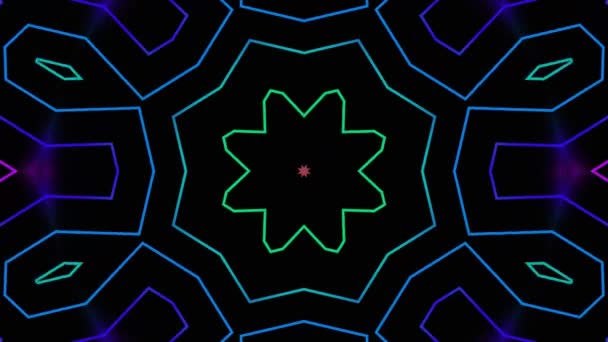 Fractal Design Kaleidoscope Background Movement Patterns Disco Spectrum Lights Concert — Stok video
