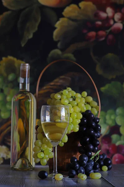 Witte Wijn Fles Glas — Stockfoto