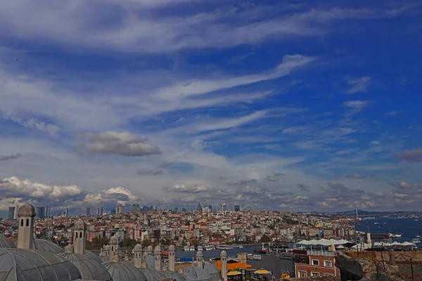 Urkey Stanbul October 2019 View Historical Galata Tower Bosphorus Suleymaniyah — Stock Photo, Image