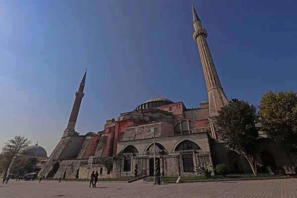 Turcja Stambuł Ekim 2019 Plac Sułtanahmeta Meczet Hagia Sophia — Zdjęcie stockowe