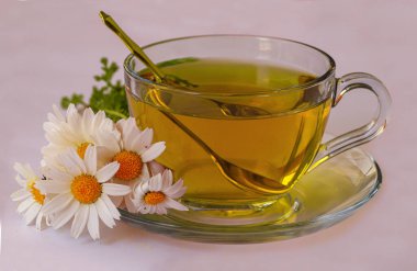 Papatya çiçekleri ve papatya çayı.