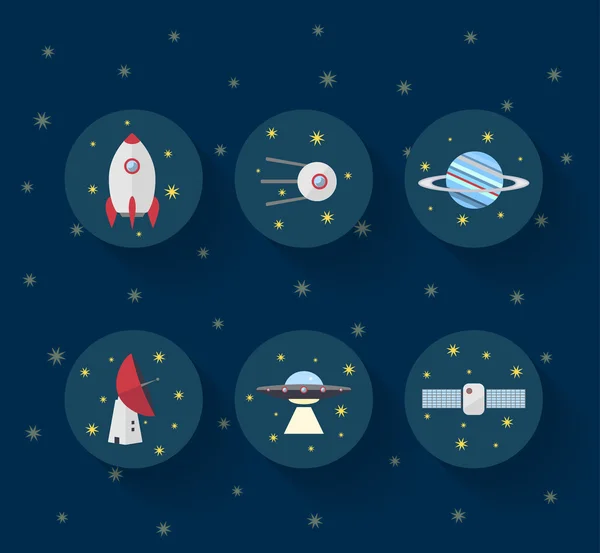 Space Icons - flaches Design — Stockvektor