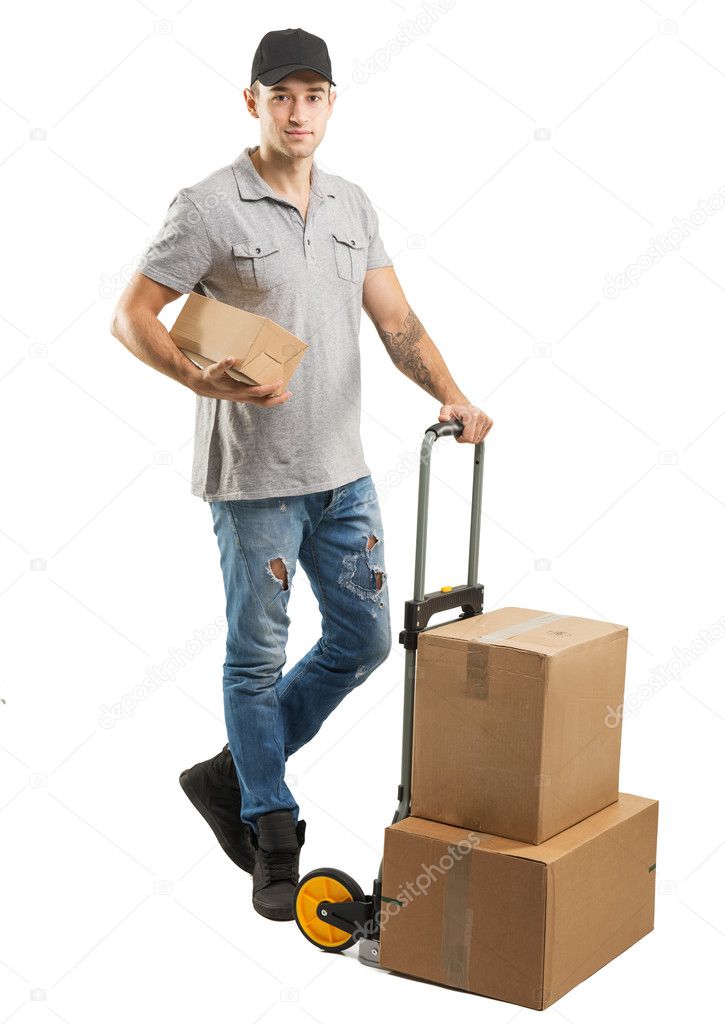 courier delivers parcels
