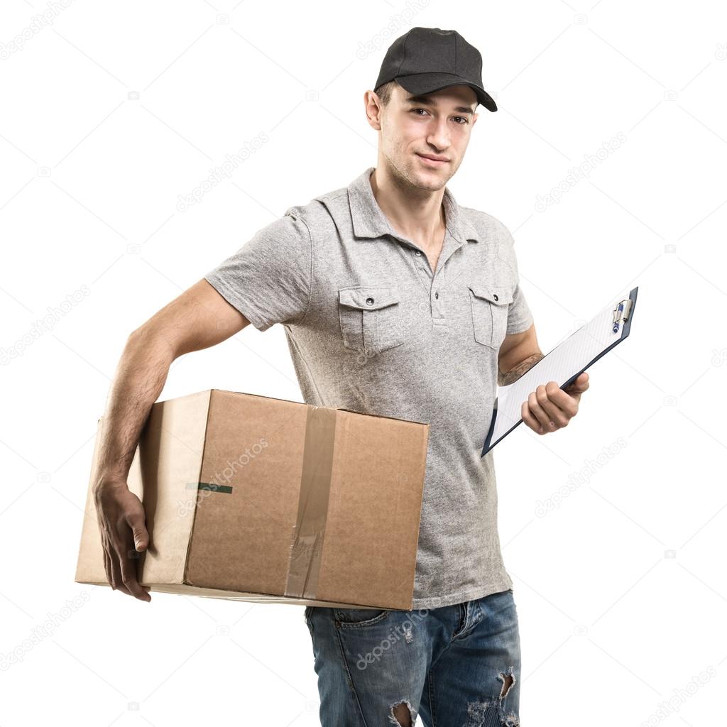 Courier carries parcel