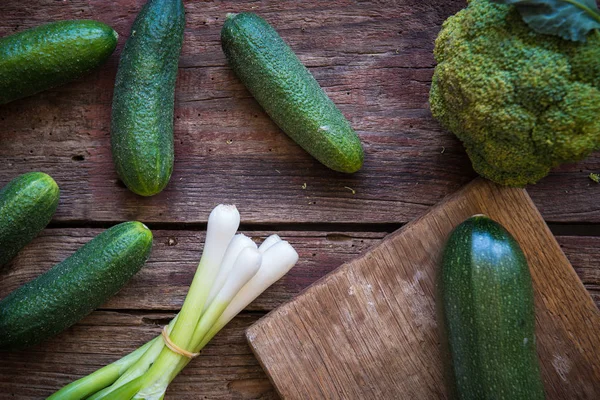 Verduras Frescas Plato Madera — Foto de Stock