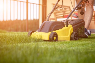 Çim biçme makinesi, yeşil çimen, ekipman, çim biçme, bahçıvan, bakım, iş