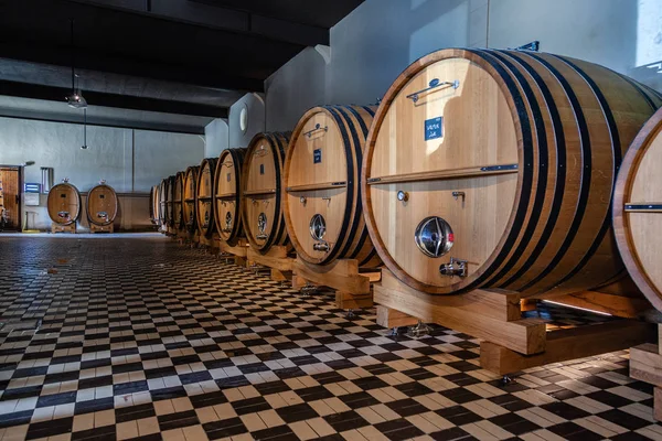 França Lyon 2019-06-21 barricas de madeira gigantes, envelhecimento, fermentação — Fotografia de Stock